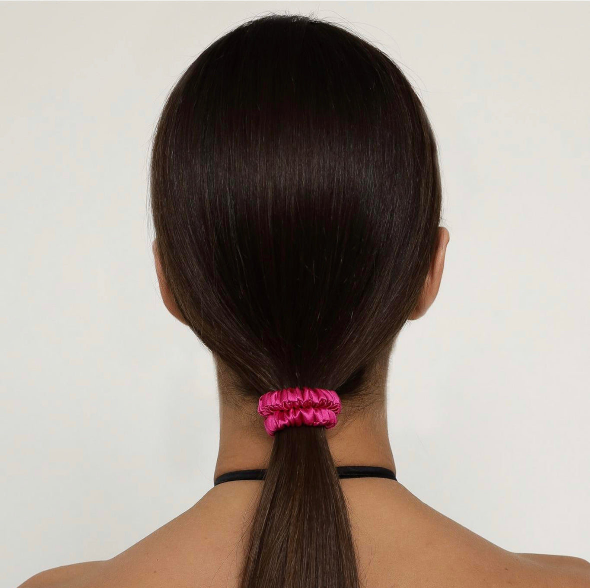 Silk Skinny Scrunchies - Magenta Peony