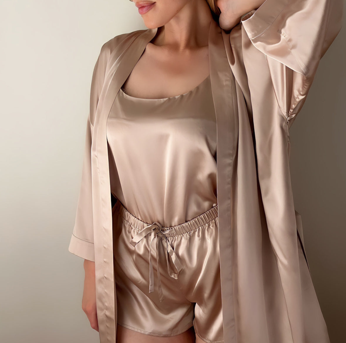 Silk Cami & Shorts Pyjama Set - Dusty Gold