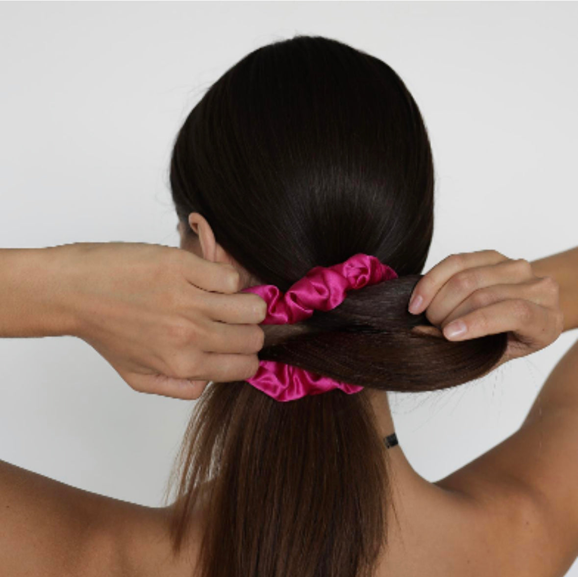 Silk Large Scrunchies - Magenta Peony