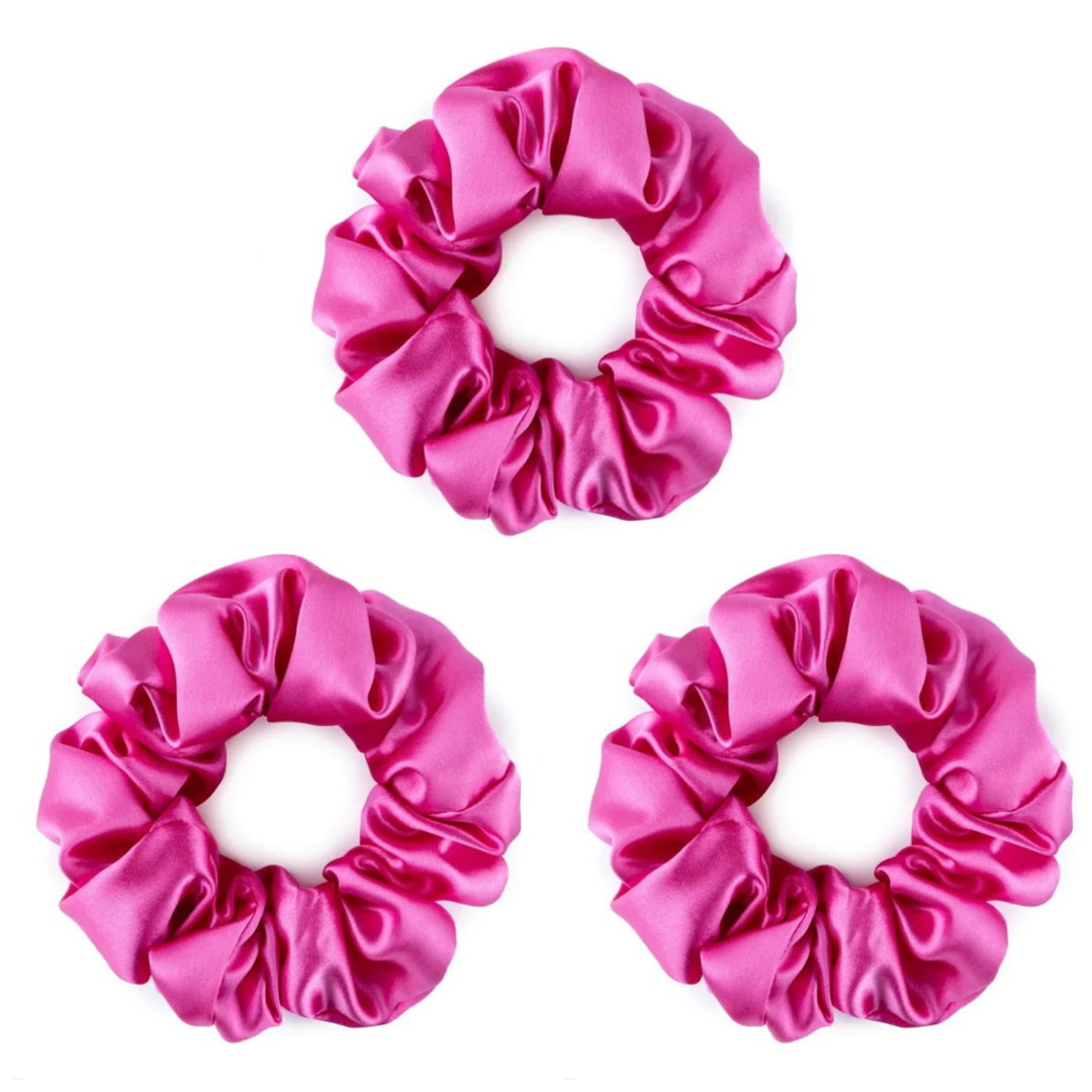 Silk Large Scrunchies - Magenta Peony