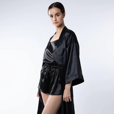 Silk Cami & Shorts Pyjama Set - Deep Night