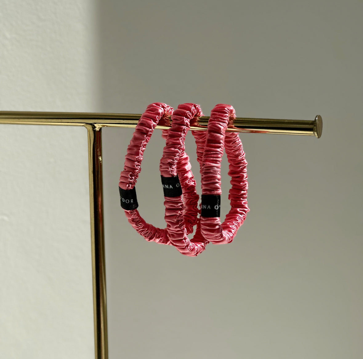 Silk Skinny Scrunchies - Light Rose