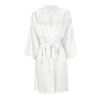 Pure Mulberry Silk Robe - White Lily