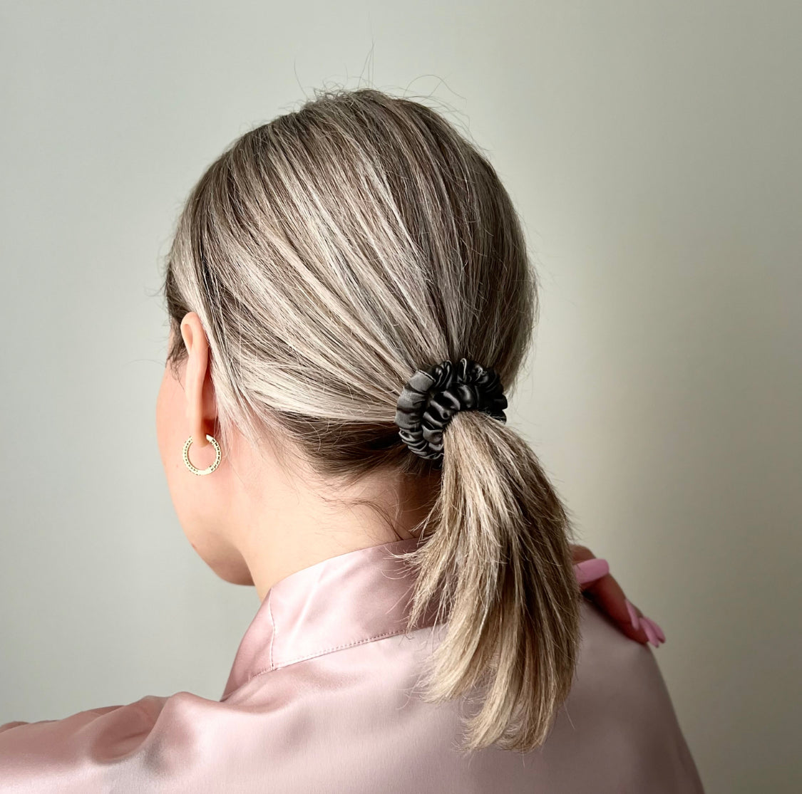 Silk Skinny Scrunchies - Dark Grey