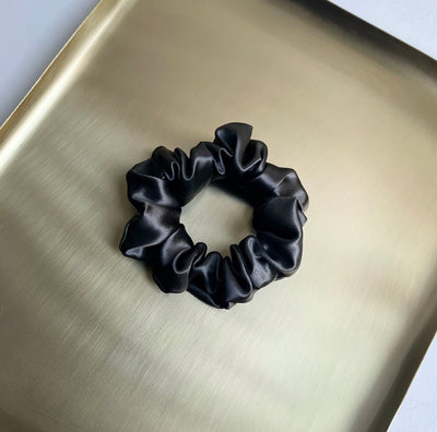 MINI SILK SCRUNCHIE - CHARCOAL