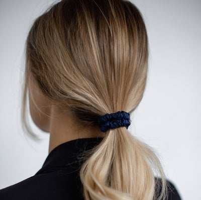 Silk Skinny Scrunchies - Royal Navy